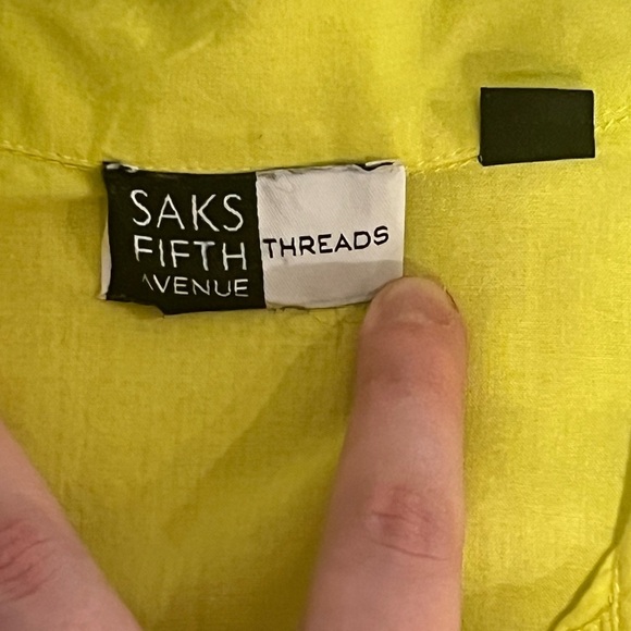 Neon Yellow Saks Fifth Button Down - Picture 4 of 4